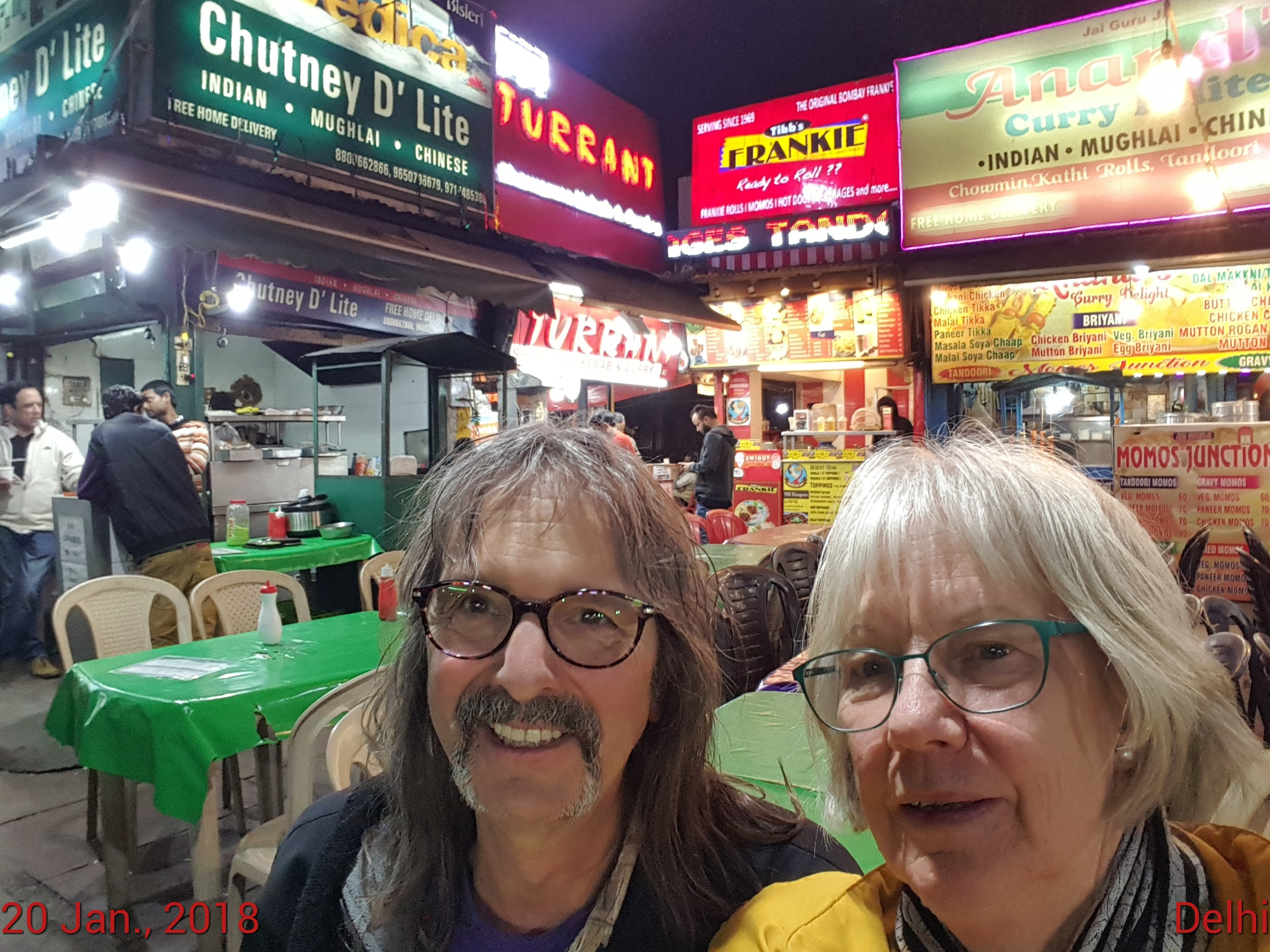 Terrell and Narda eating dinner in Delhi