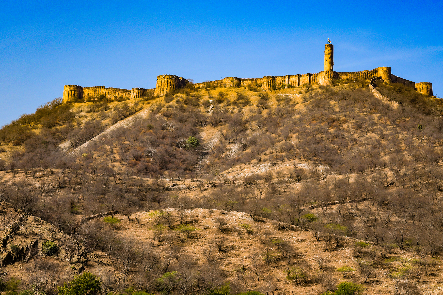 Amer Fort...It was constructed by Raja Mansingh in the year 1592.The red sandstone and marble stone construction reflect a blend of Hindu-Muslim architecture. We didn't go inside but we got a lot of photos of the outside.