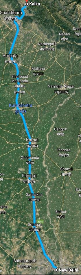 train Delhi to Kalka